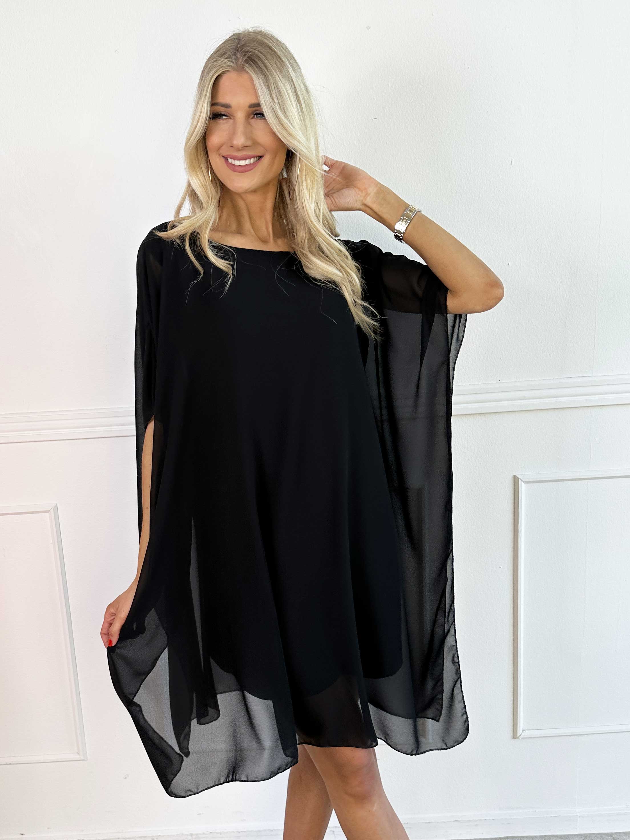 Mirabella Plain - Plus size tunikakjole med chiffonlag og underkjole i viskose